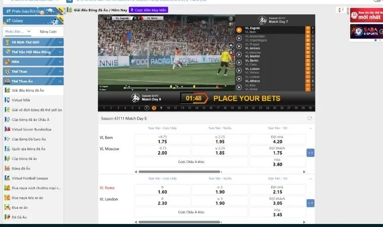 Tìm Hiểu Cá Cược Thể Thao Ảo TK88 Chi Tiết Và Hấp Dẫn Năm 2025 2 Bảng tỷ lệ kèo Thể Thao Ảo TK88 đa dạng, phong phú